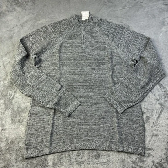 Flag & Anthem Sweater Mens Medium Gray 1/4 Zip Pullover Cotton FW22 Casual - Picture 1 of 12